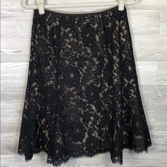 NWT Ann Taylor Black Lace A-Line Midi Skirt New 2 - Picture 5 of 14
